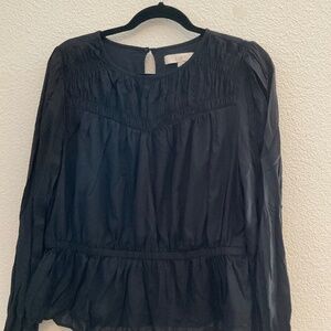 Loft Black Long Sleeve Blouse Size Large Business Casual